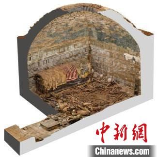 图为唐代吐谷浑王族墓葬群慕容智墓甬道及墓室三维影像图。(资料图) 甘肃省文物局供图 图为唐代吐谷浑王族墓葬群慕容智墓甬道及墓室三维影像图。(资料图) 甘肃省文物局供图