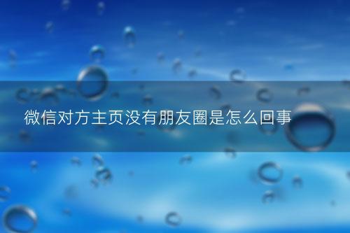 微信对方主页没有朋友圈是怎么回事